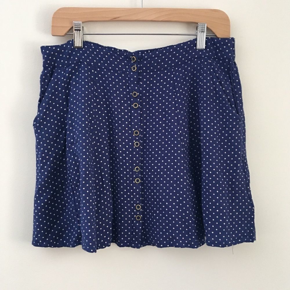 Kimchi Blue navy & white polka dot mini skirt | Size Medium